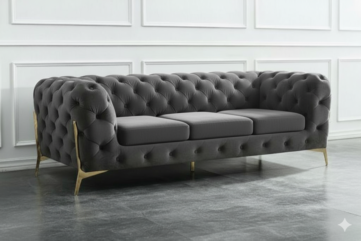 Italian Chesterfield Sofa | Including Footstool