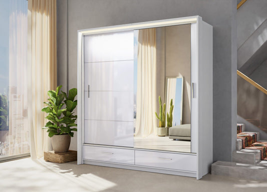 High Gloss Sliding Door Wardrobe | Including Mirrors