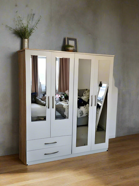 4 Door Wardrobe | Including Drawers &  Mirrors