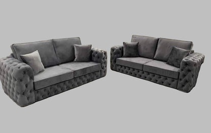 Ashton Chesterfield Scatter Back/High Back Sofa | Including Footstool