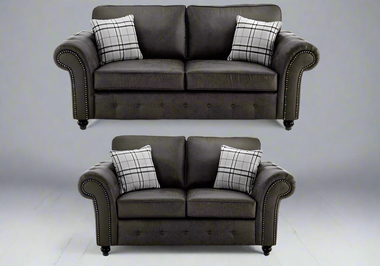 Oakland Leather Sofa | With Footstool
